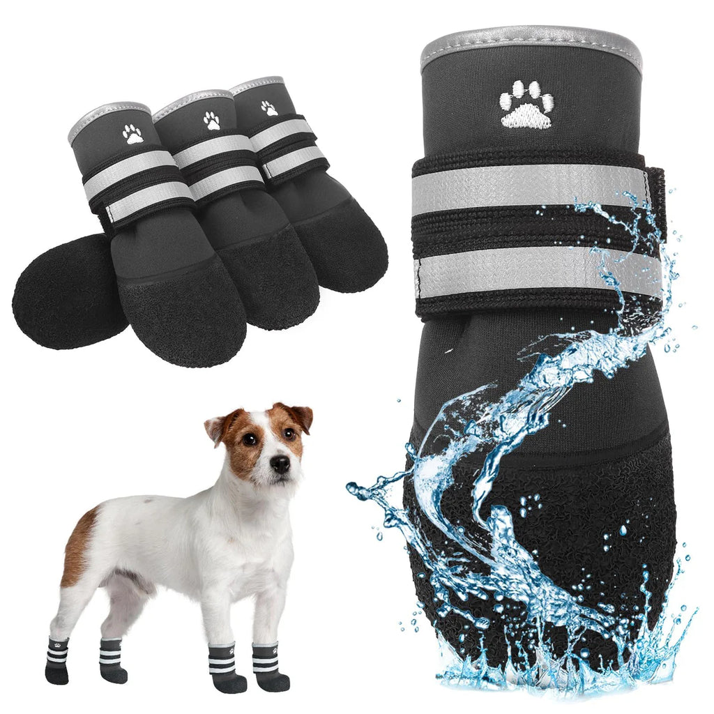 4pcs/set Waterproof Pet Dog Shoes  Anti-slip Rain Boots Footwear for Small Cats Dogs Puppy Dog Pet Booties Pet Paw Accessories