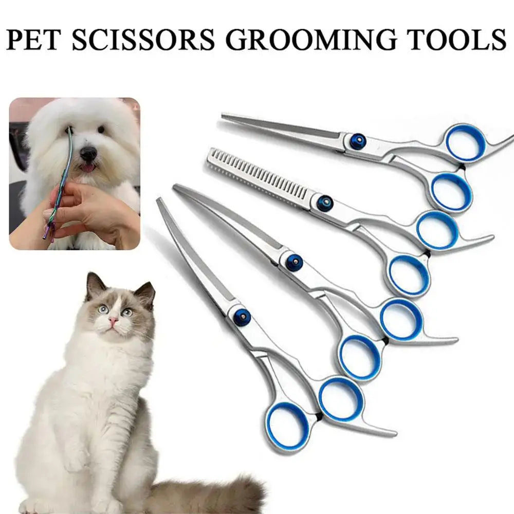 4 Styles Safety Pet Grooming Scissors Round Head Professional Stainless Steel Dog Hair Scissors Portable Pets Animal Cutting