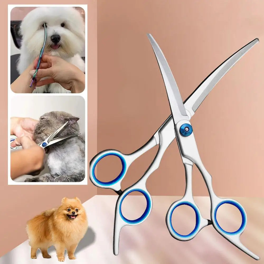 4 Styles Safety Pet Grooming Scissors Round Head Professional Stainless Steel Dog Hair Scissors Portable Pets Animal Cutting